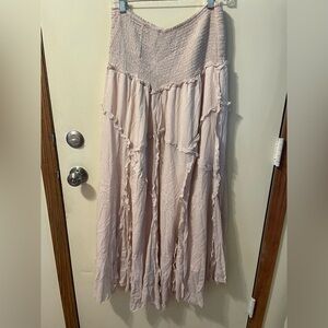 Boho Maxi Skirt in Blush Pink